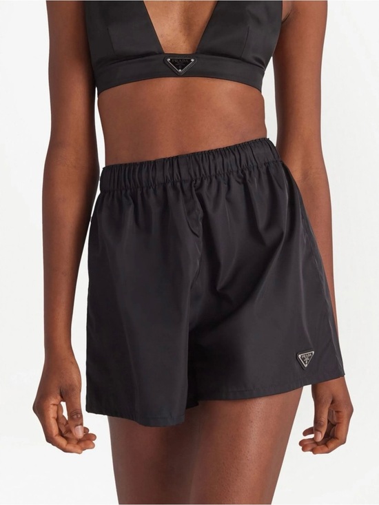 Prada Pants - Prada Black Elastic-Waist Nylon Shorts